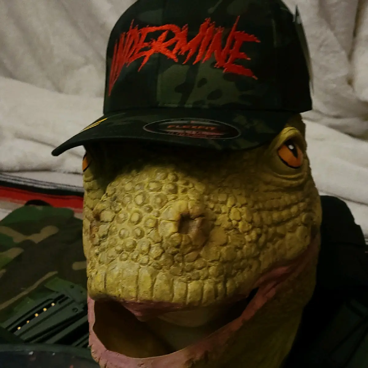 Black Camo/Red Lettering Fitted Hat L/XL