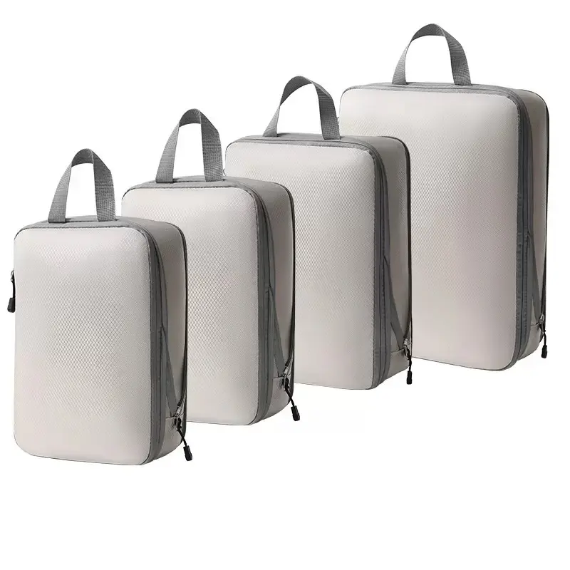 Hap Tim Compression Packing Cubes & Travel Organizer Set — 4-Piece Set in Assorted Sizes: Portable, Handheld Travel Clothing Storage Bags — Ideal for Suitcases, Rolling Luggage, and Backpacks