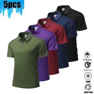 5-Pack Men’s Quick-Dry Polo Shirts, Breathable Short Sleeve Golf & Business Casual Tops