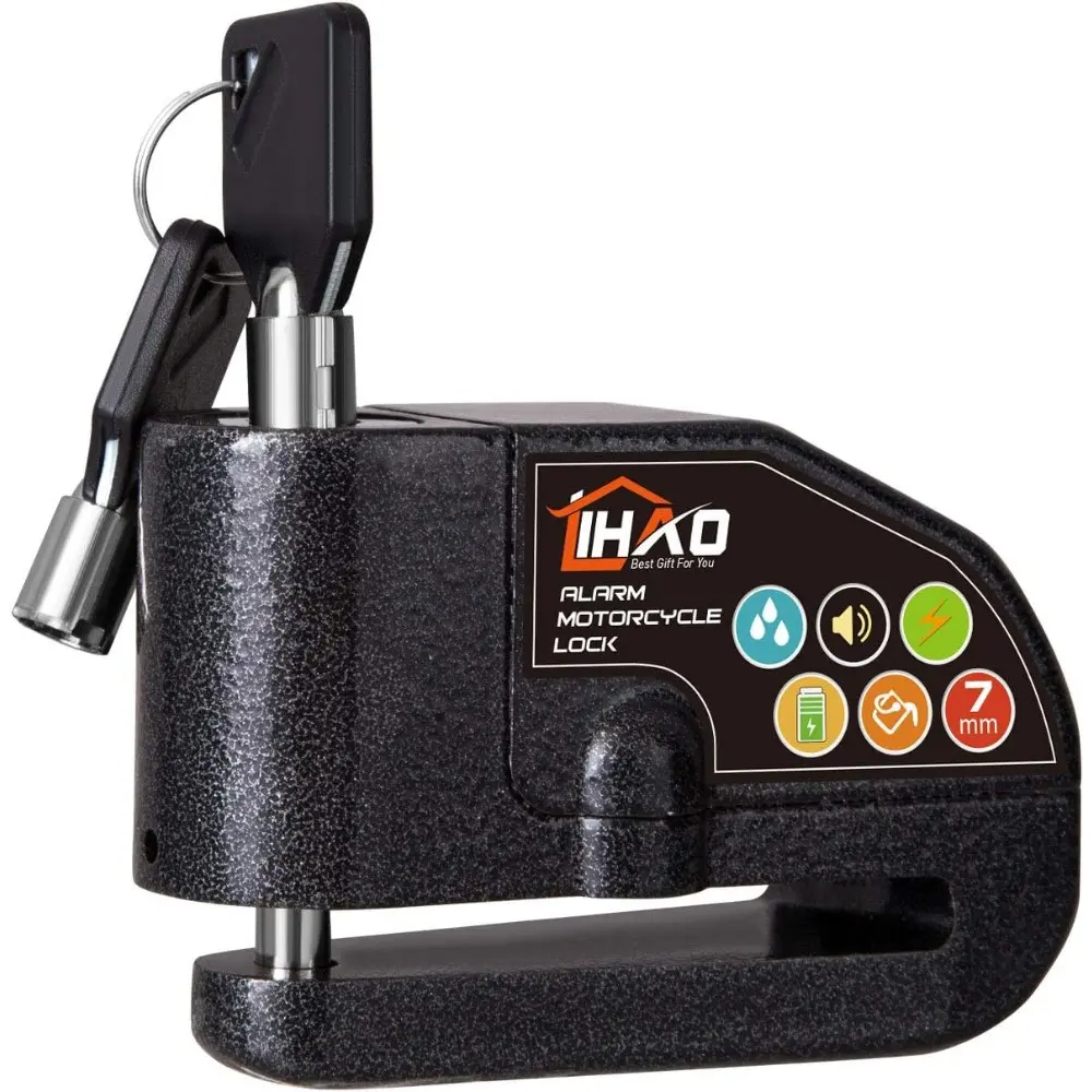 Motorcycle Disc Lock - Anti-Theft, Waterproof, 110 dB Alarm, Lightweight, Compact, Portable, Hardened Steel for Scooters