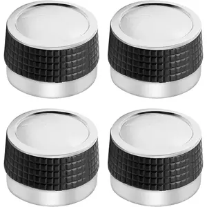 4Pcs Gas Grill Control Knobs, Nonslip Grip Chrome Plated Plastic Replacement Knobs with D Shaped Valve Stem, BBQ Gas Burner Rotating Switch Replacement