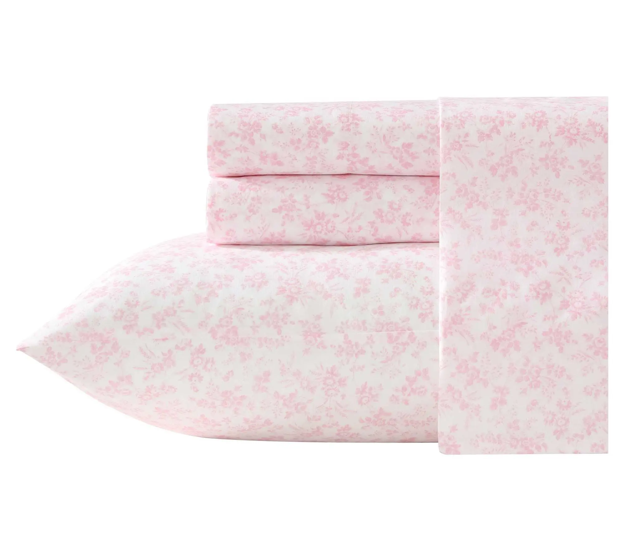 Laura Ashley Floral Toile Pink Full Sheet Set