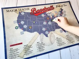 Baseball Stadium Scratch Off Map; Ballpark Stadium Tracker checklist; Bucket List Travel Poster; Sports Gift