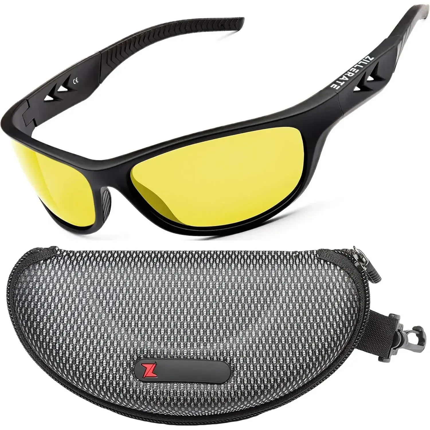 Night Vision Driving Glasses - Lightweight for Long Drives, Anti-Glare, HD Polarized, Yellow-Tinted Sunglasses for Men & Women, Adjustable Polarized Sunglasses