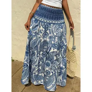 Women’s all-over print skirt, elegant fashion casual skirt for daily outdoor wear, women’s summer bottoms, womenswear
