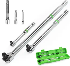 SWANLAKE 6PC Breaker Bar Set,1/4", 3/8" & 1/2" Drive,Heavy Duty Breaker Bars, 6-inch, 10-inch, 15-inch Length with 180° Rotatable Head