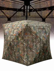 Garvee Portable 2-4 Person Pop Up Hunting Blind with Carrying Bag, 270 Degree Coverage, Sturdy Ground Tent Featuring Silent Magnetic Door for Deer and Turkey Hunting
