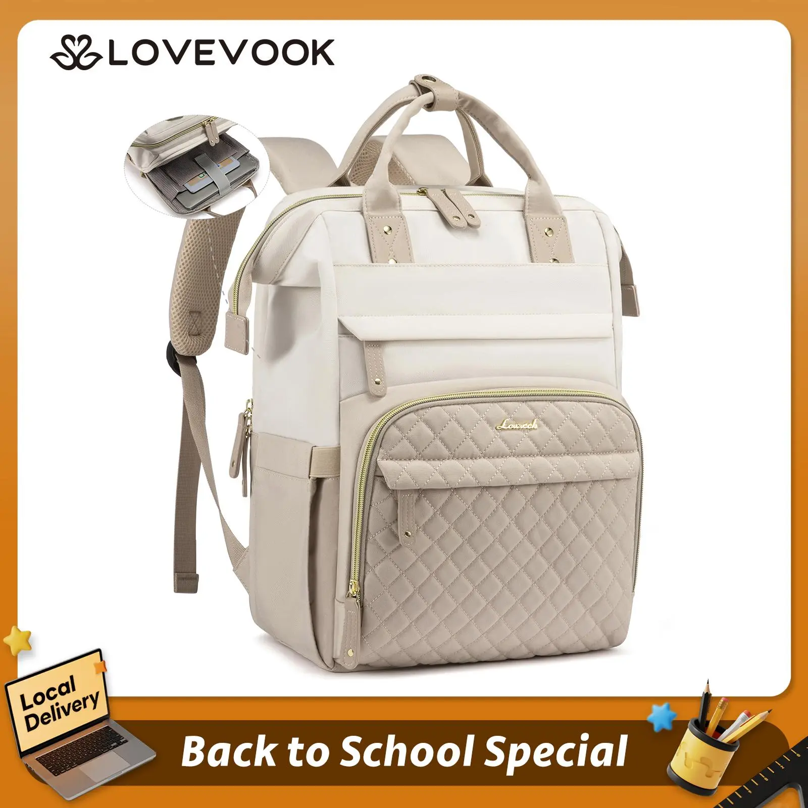 LOVEVOOK  Laptop Backpack for Women, 15.6'' Waterproof Nurse Bag Teacher Work Backpack Purse for Women, Travel Computer Backpack for College Office Business Ladies