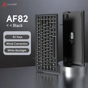 AJAZZ wired office membrane keyboard, Backlight keyboard, Wired gaming keyboard, 75% layout AF82 volume knob 82 keys ergonomic design mute structure lighting effect support multiple systems suitable for e-sports and office