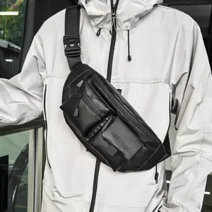 Men's Minimalist Hypebeast Functional Crossbody Sling Bag - Tactical Chest Carry, Lightweight Pockets, Crossbody Fanny Pack Waist Option, Ideal for Urban Commute and Cycling