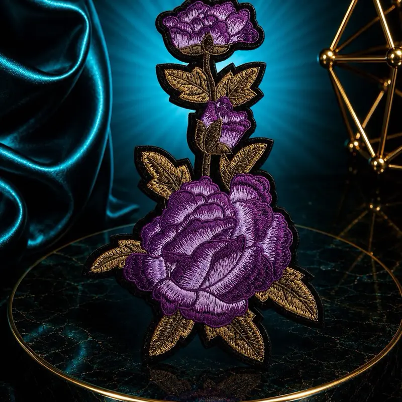 Iron-On Floral Rose Motif Embroidered Cloth Patches, Colorful Decorative Sewing Accessories for Clothing, Bags