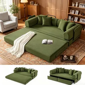 79" Convertible Sleeper Sofa Bed with 4 Pillows, 5-in-1 Corduroy Futon Couch for Small Spaces, Boneless Couch Floor Modular Sofa with Fixed-Shape Frame, For Guest Bed & Kids Play Area with Washable Cover,teddy sofa for Adults,No-Assembly Compact Sofa
