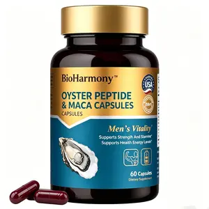 BioHarmony Natural Men’s Energy Capsules - Oyster Peptide & Maca, Dietary Naturals Vitamins Supplements, Herbal & Non-Stim Vitamins Supplements, 60 Count, Endurance & Stamina Support