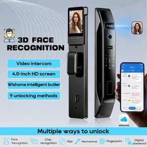 Wifi Wishome APP Face Recognition Smart Door Lock With Camera Video Call Voice Intercom Digital Door Lock Automatic Door Lock Fingerprint Keyless Lock Smart Security Lock