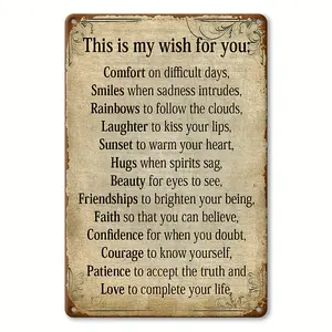 1pc 2D Plane Retro Metal Poster - Rustproof Waterproof Tinplate Wall Decoration, with Positive Energy Quotes, Black Retro Art Decoration, Vintage Decor, Suitable for Home, Office - Inspirational Birthday/Graduation Gift - Easy to Hang and Inst