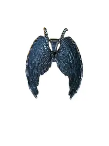 The Armored Kingdom Guardian Wings Necklace, Unisex Dark Fantasy Jewelry with a Celestial Angel Motif Pendant in Stainless Steel, 22in Chain, Angel Motif Necklaces, Celestial Goth Necklaces