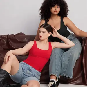 Square-neck women's sleeveless double-layer basic top, Sharp series women's clothing, simple and comfortable women's casual underwear