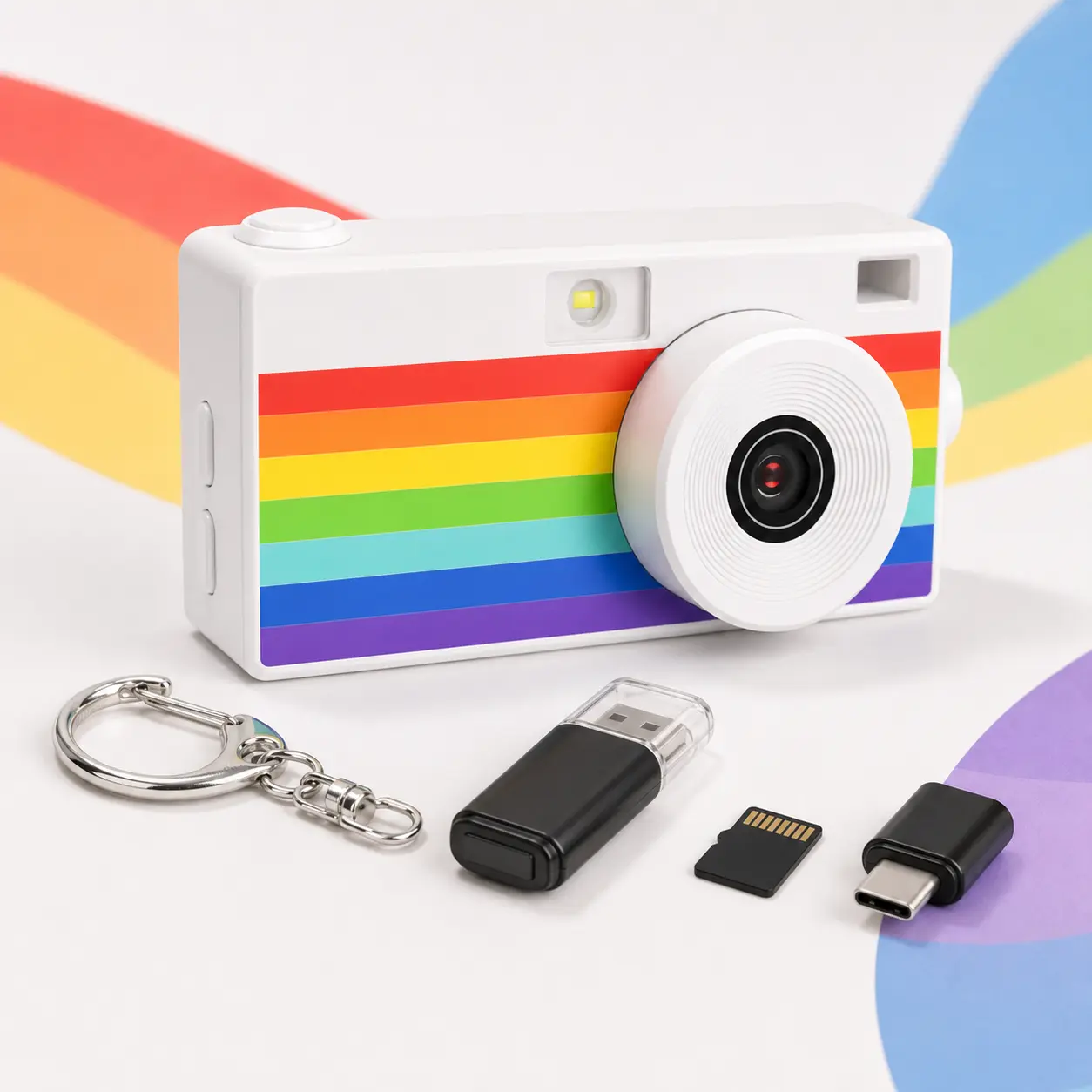 Y2K Mini Keychain Digital Camera, Pocket-Size 1MP Lens, Flash, 0.96" Screen, 16GB Memory Card & Charging Cable, Cute Creative Vlog Camera for Travel, Concerts, Parties & Beginners