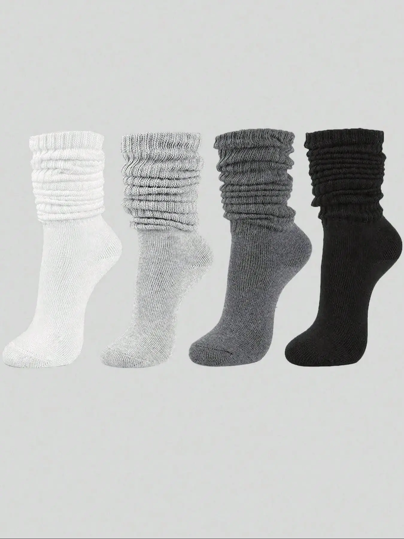 Youth Socks Set, Dark, Fall Winter Knitted Socks, Casual Soft Comfortable, Versatile Basic Crew Socks