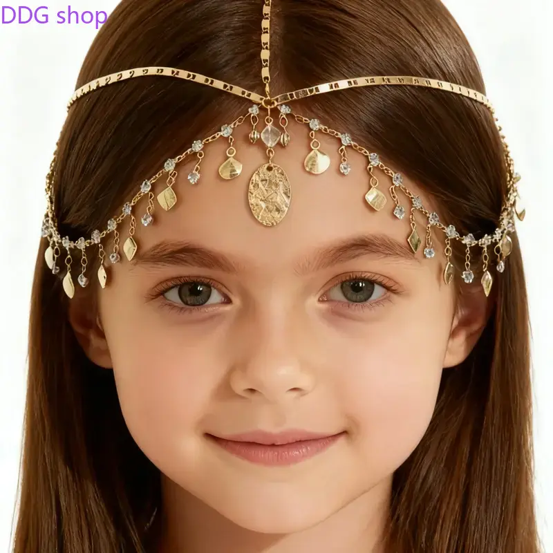 Women's Golden Chain Hair Headband - Luxurious Bohemian Sports Headpiece, Wedding Jewelry Accessory for Women