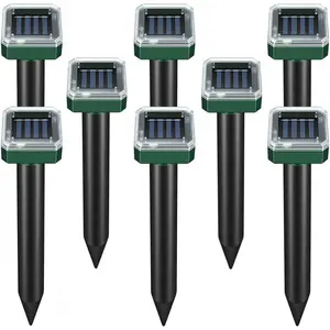 8 Pack Outdoor Solar Mouse Repellent, Ultrasonic Solar Rat Deterrent, Outdoor Solar Rodent Repeller, Solar Animal Repellent
