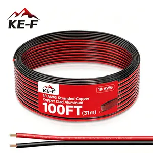 KE-F 100FT 18 Gauge Red Black 2 Conductor Electrical Wire Cable Flexible Low Voltage PVC Extension Cable Cord 12V/24V DC for Doorbell Wire LED Strips LED Lamp Tape Lighting RC RV Car Wiring