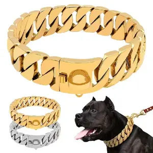32 mm Extra-Thick Stainless Steel Cuban Link Necklace Bracelet Chain for Dogs with Secure Double Lock — Perfect Accessory for Your Pooch’s Everyday Style & Special Occasions Collars, Pet Gear