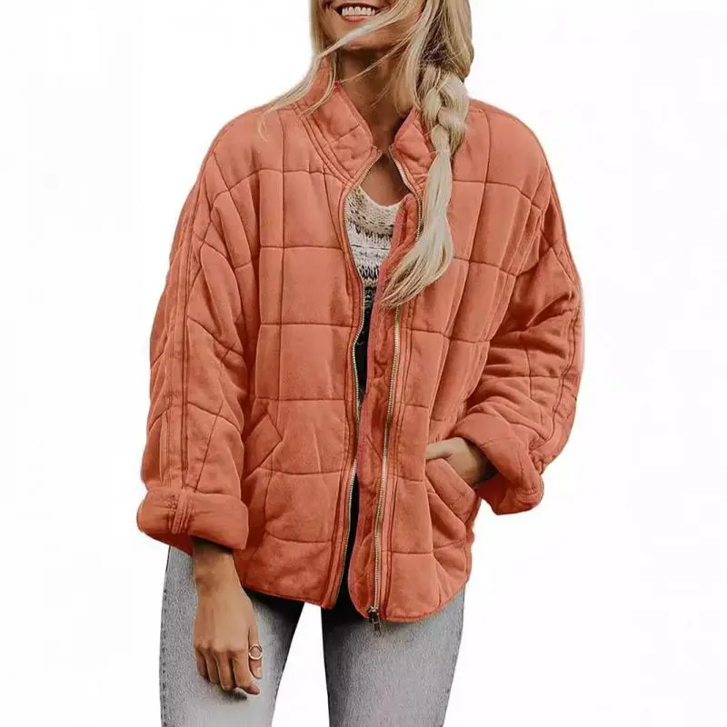 Women's Lightweight Quilted Foldable Full-Zip Puffer Jacket Coats - Casual Relaxed Fit with Pockets, Basic Outerwear for Day Wear Pairing with Jeans, Leggings