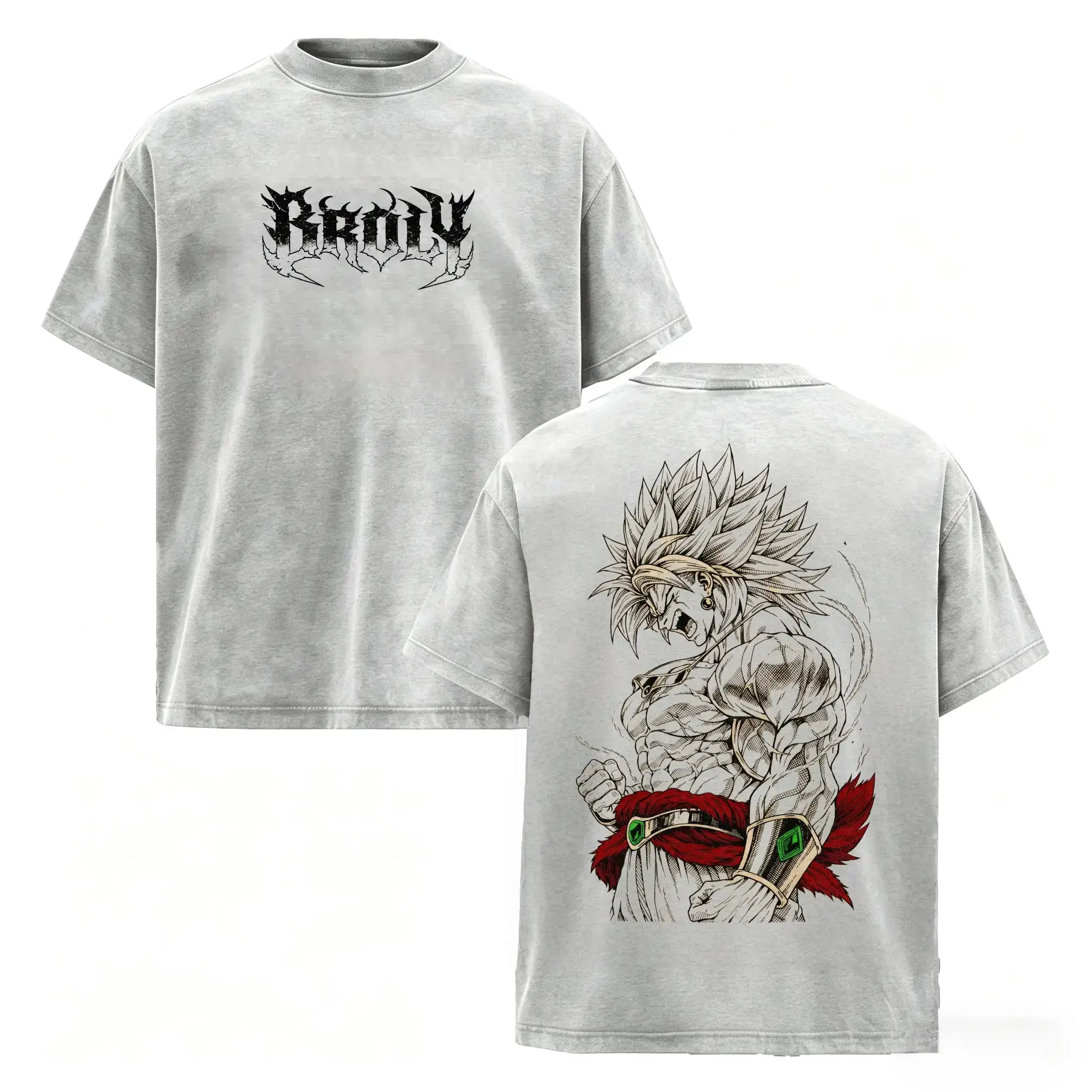 HM Men's 100% Cotton Unisex Retro Broly DBZ Graphic Punch Short-Sleeve Heavyweight Tee - Ribbed Crew, Baggy Oversize, Seamless Fabric, Streetwear Gym Pump Cover, Soft Fan Gift Apparel, Washed, Free Expedited Shipping, Stylish Classic Shirt