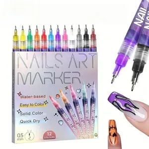 Gift for valentines's day Coraline-Inspired 12-Color Acrylic Paint Nail Doodle Pen Quick-Drying Dot Stitching Nail Art for Home Salon DIY Nail Care Cutics Manicure Polish Cosmetic