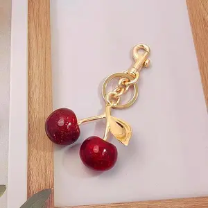 Cherry-Shaped Keychain Bag Charm - Cute Leather Purse Accessory, Adorable Keyring for Car Keys & Handbags patches