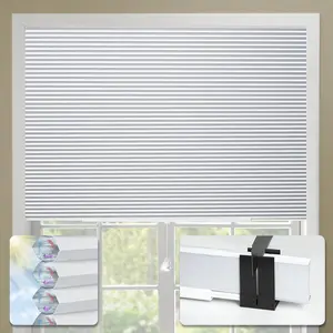 Yoshade [No Drill] Honeycomb Blinds Blackout , Portable DIY Window Blinds, No Tools Easy Cutting Telescopic Track Cellular Blind Tabs for Baby Nursery, Travel, Dorm Room