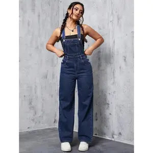 Patch Pocket Denim Overalls Without Tank Top
