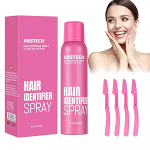 Hair Identifier Spray for Face Shaving Face Dermaplaning, Skin Body Dermaplaning Spray for Women with 4 Shavers, Remove Excess Hair, Metal Cans