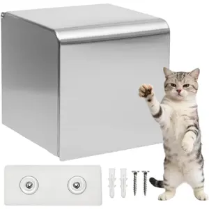 Cat and Dog Proof Covered Toilet Paper Holder Wall Mount, Silver Stainless Steel Waterproof Toilet Paper Tissue Holder/Dispenser with Storage for Bathroom,