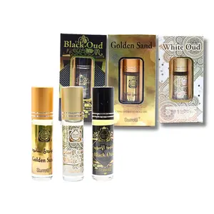 Surrati Roll-On Perfume Set Black Oud White Oud & Gold Sand 0.20fl.oz Long Lasting Aromatic Amberwood Arabian Fragrance Alcohol-Free Multi Pack