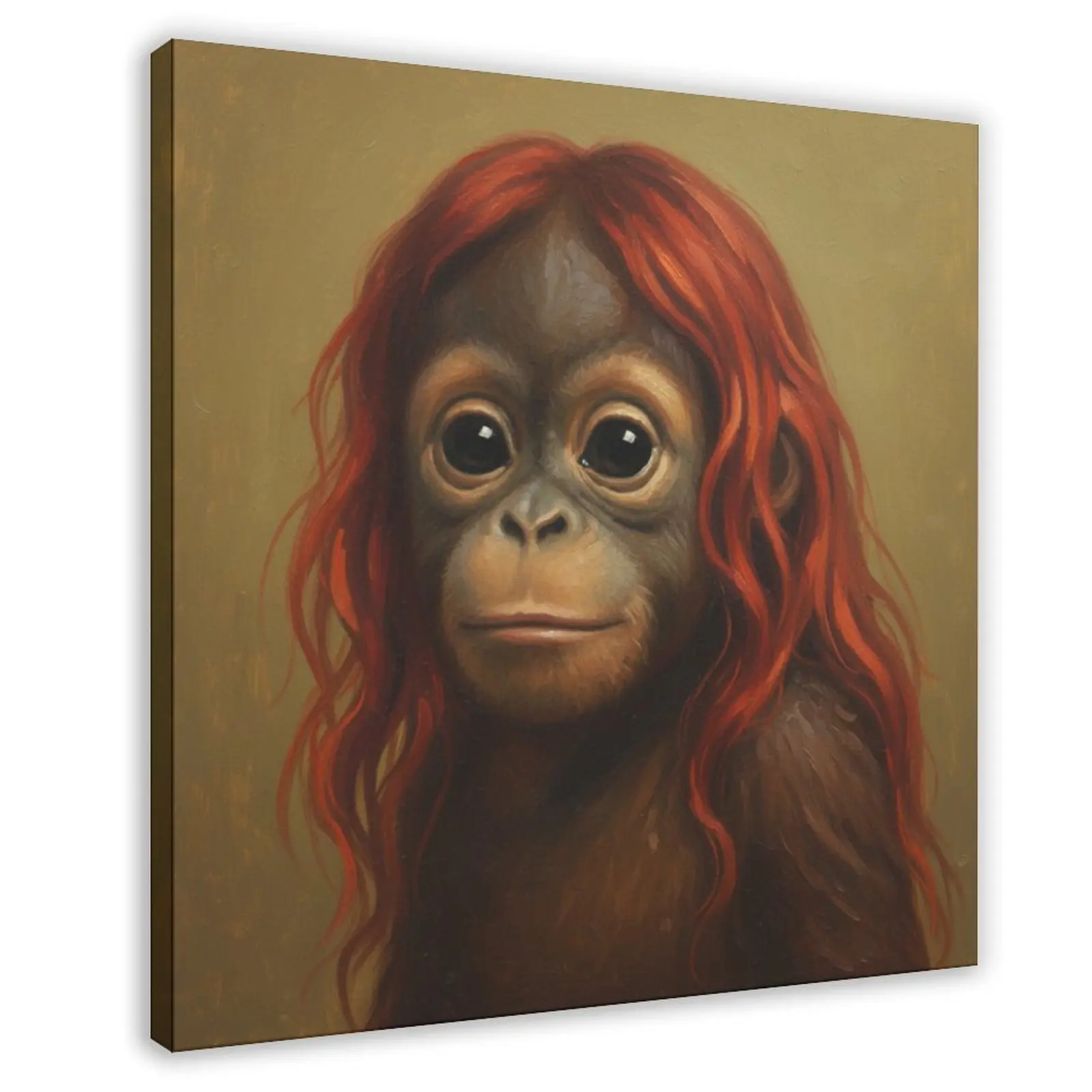 Retro Style Funny Monkey Face Graphic Prints Canvas Art Poster, Textured Character Art Prints for Home Decoration, Wall Decoration Gift Choice