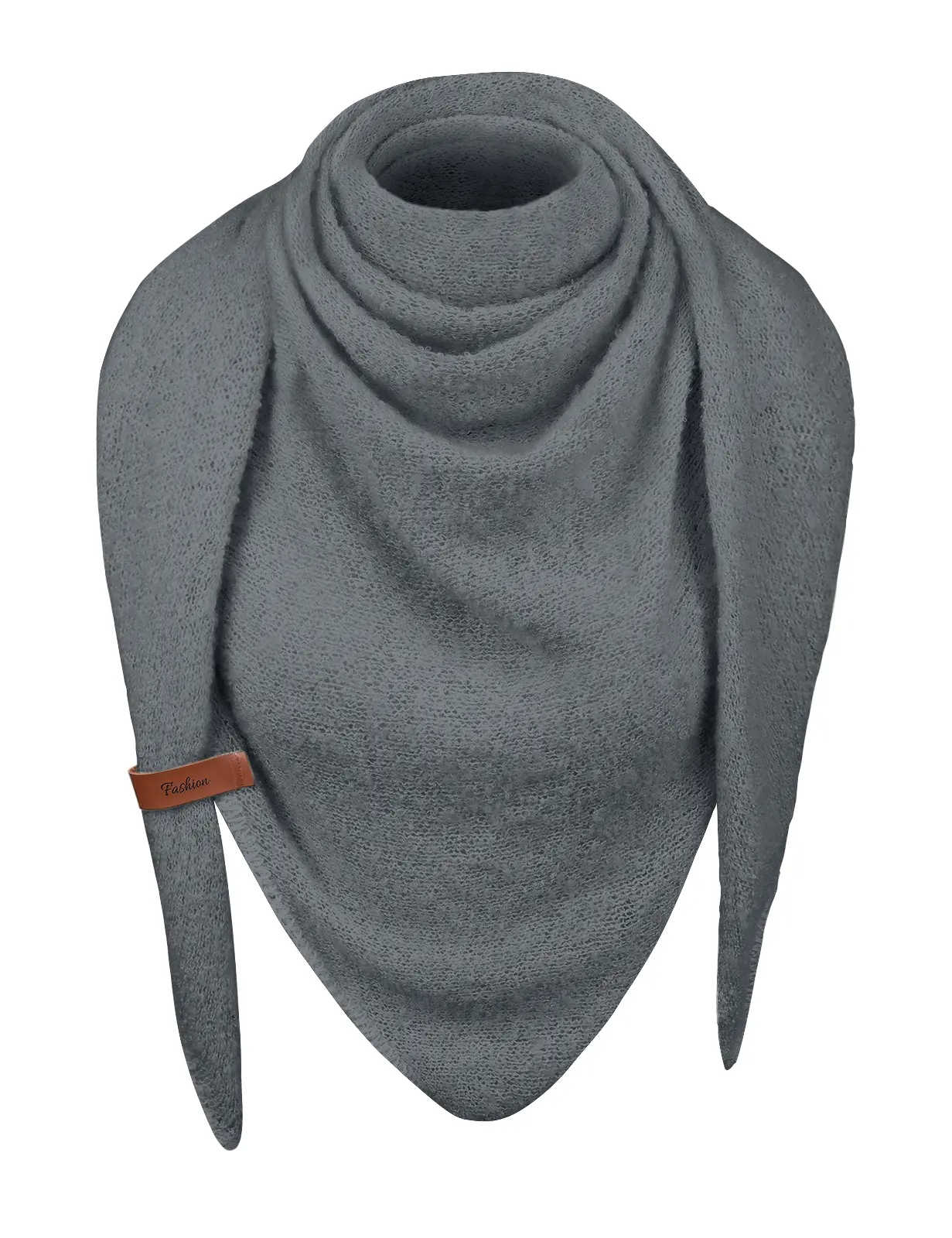 HEEKPEK Shop Women's Winter Knitted Scarf Triangle Warm Soft Triangle Scarf with Leather Loop Plain Knitted Winter Scarf Autumn Scarf