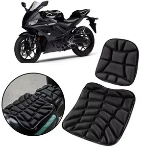 2 Piece Motorcycle Universal Fit Gel Seat Cushion Set, 3D Memory Sponge and Cooling Gel Pad, Breathable Shock Absorption Cover, Long Distance Riding