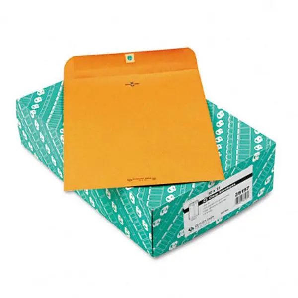 Quality Park QUA-38197 Recycled Reusable Clasp Envelope - 10x13 in, 28lb, Light Brown, Durable Double Prong Metal Clasp, Gummed Flap Closure, Reinforced Eyelet - 100-box for Home, School Office Use