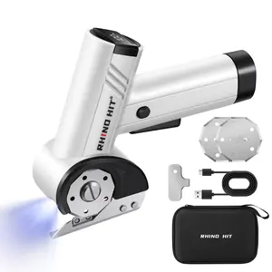 Cordless Cutting Tool, Cardboard Cutter with LED Display, Brushless Motor, Tungsten Steel 3 Blades, Electric Chop Saw for Fabric, Cardboard, Leather