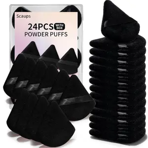 24PCS Black Powder Puff, Triangle Powder Puffs, Powder Puffs for Makeup and Cosmetic Foundation