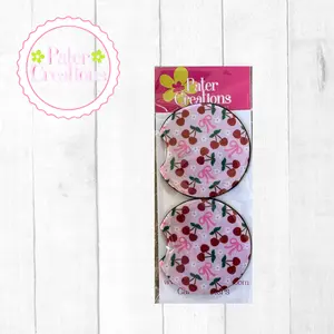 Cherry Bow Car Coaster Set