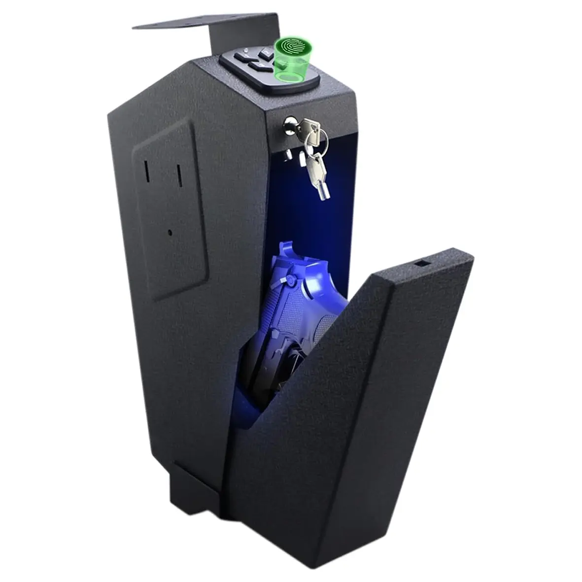 Biometric Security Safe - Smart, Lockable Metal Reinforced Steel Safe with 3-Way Unlock (Fingerprint, Digital PIN, Key), Silent Mode, LED Light, Easy-Mount for Nightstand, Wall-Mounted Option, Smart Biometric Safe