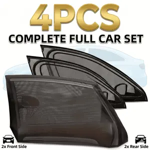 4 PCS SUV-Fit Car Window Mosquito Net - Breathable Bug Screen, Sun Shade with Privacy Protection, Sports & Outdoor Camping Shelter Accessory (Ideal for Camping, Car Naps)