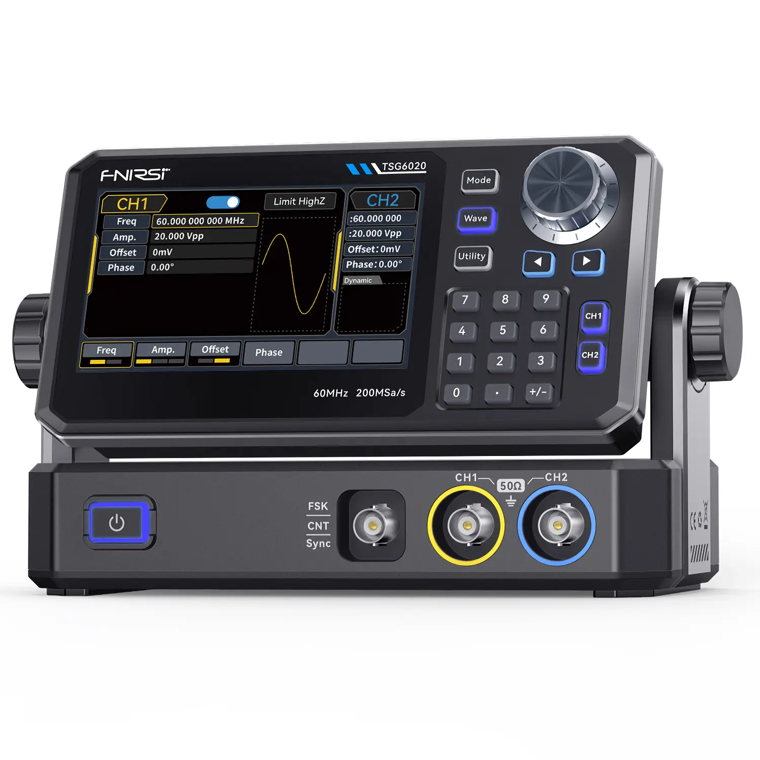 FNIRSI TSG6020 Dual Channel Function Arbitrary Waveform Generator 60MHz Output Frequency 200MSa s Sampling Rate 14 Bit Vertical Resolution for Electronic Repair