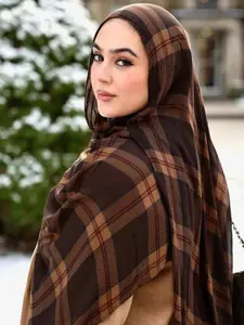 Fashion Long Plaid Printed Women's Scarf Headscarf Shawl Turban Hijab, Daily Wear Clothing Accessory, Birthday Gift, Casual Fitted Style