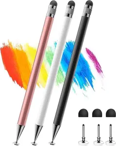 Stylus(3pcs), 2-in-1 Stylus Pen for Touch Screen, High Precision & Sensitivity Universal Tablet Pen for iPad Pencil, Compatible with iPad/iPhone/Android/Samsung, All Touch Screens (Black White Pink)