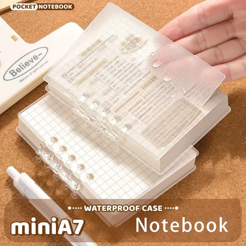 3Pcs Transparent Loose-Leaf Book of 80 Sheets, Detachable Notebook, Loose Leaf Notepad, Horizontal Line Blank, Mini Notebook, Portable Notebook, School Notebook, Planner, Studying Essentials, Student Stationary, Notebook Refillable