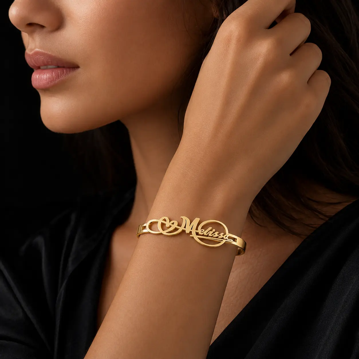 [Made-to-Order] Custom Name Bangle, 18K Gold Plated or Polished Stainless Steel, Personalized Name Signature Jewelry
